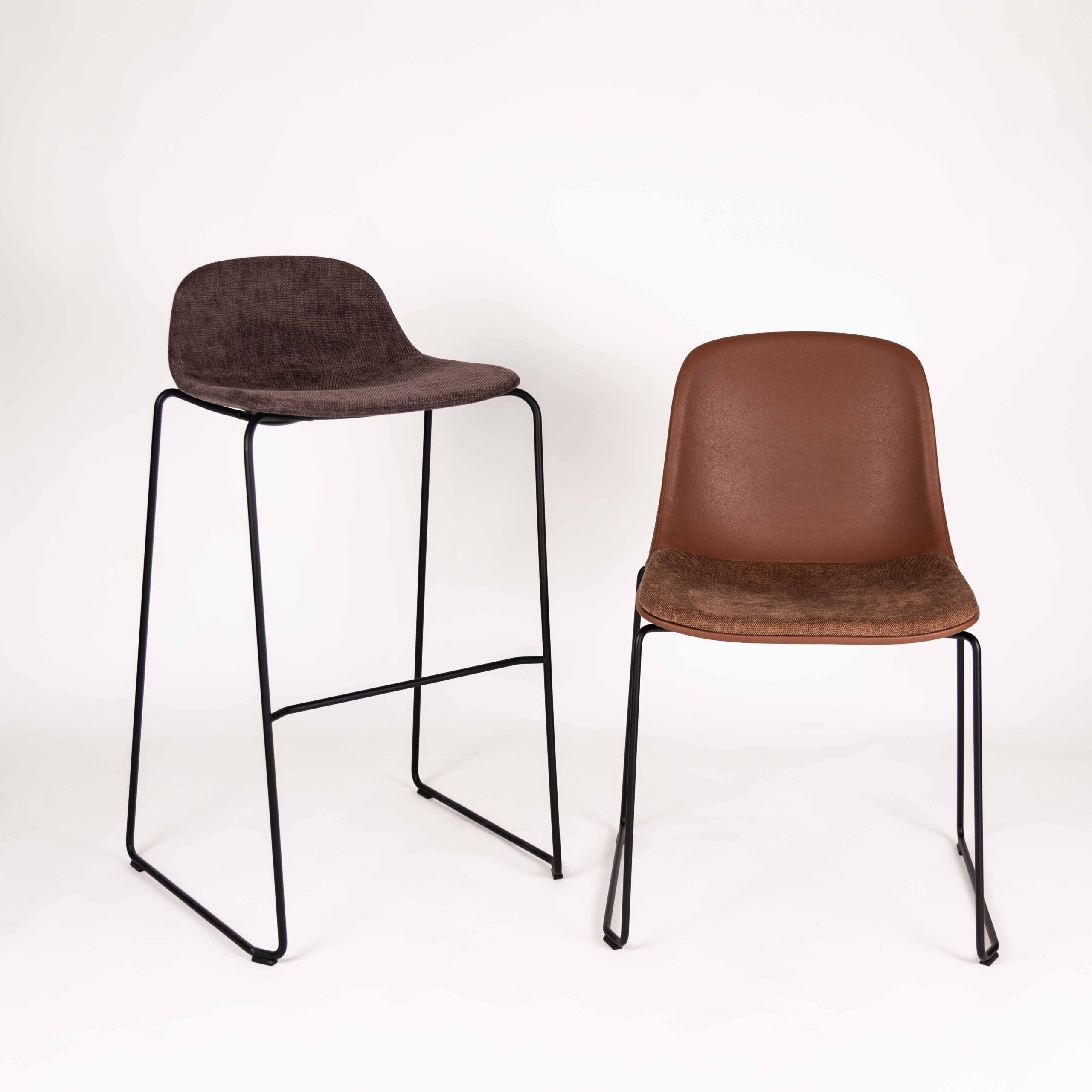 Copeland, Bark | Black 750H Base | Copeland, Hazel | Black Sled Chair base