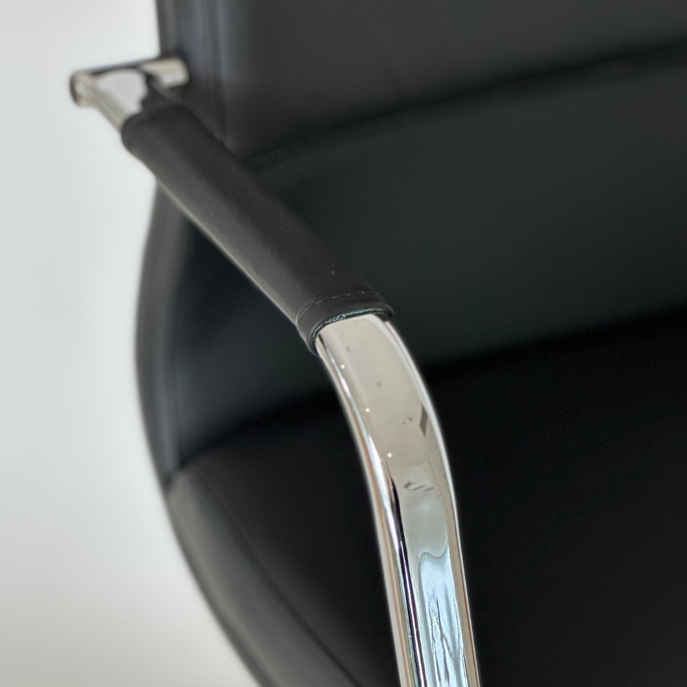 Chrome Flat Oval Arm with Leather Sleeve