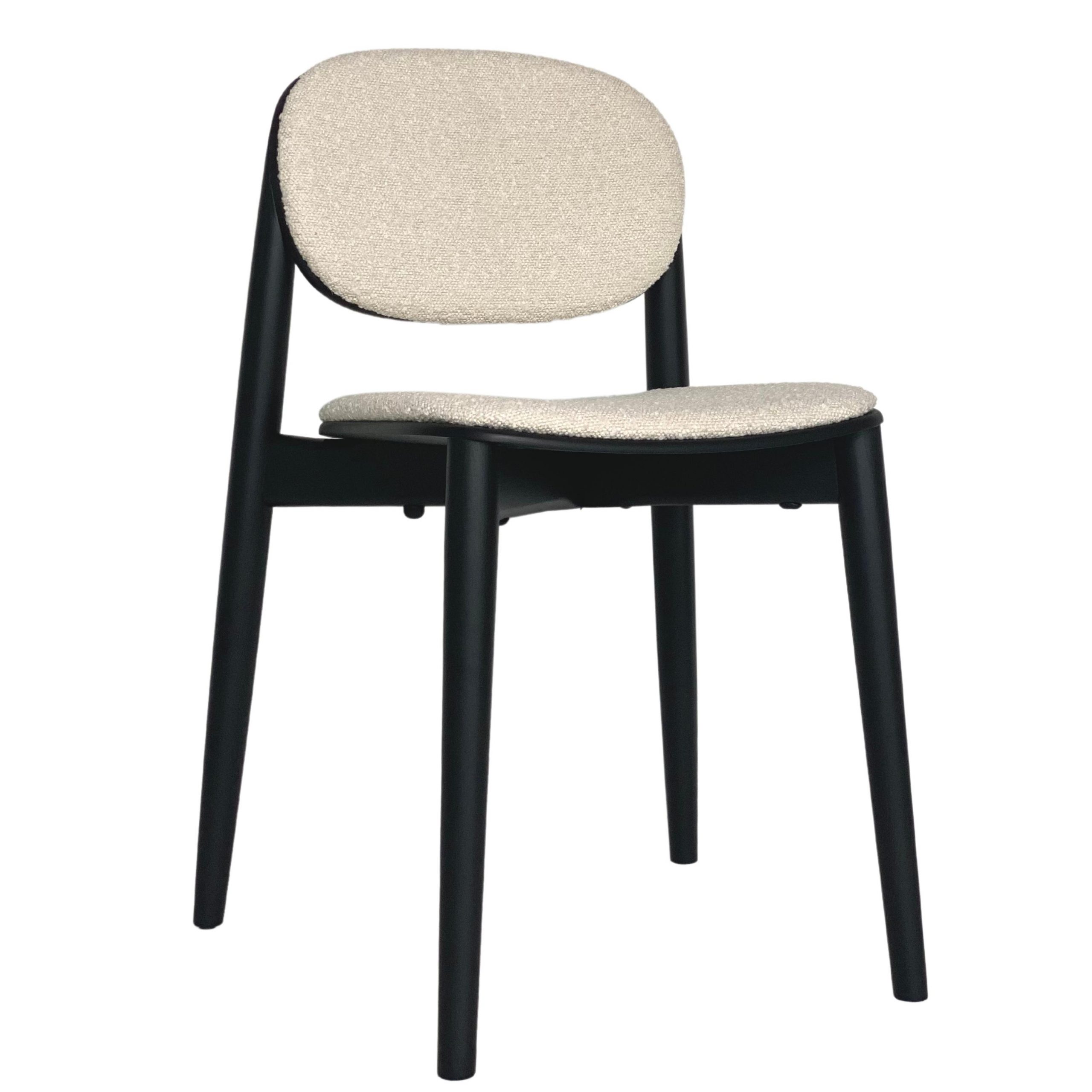 Black Stained Beach | Seat and Back Upholstered | Ovis, Ivory